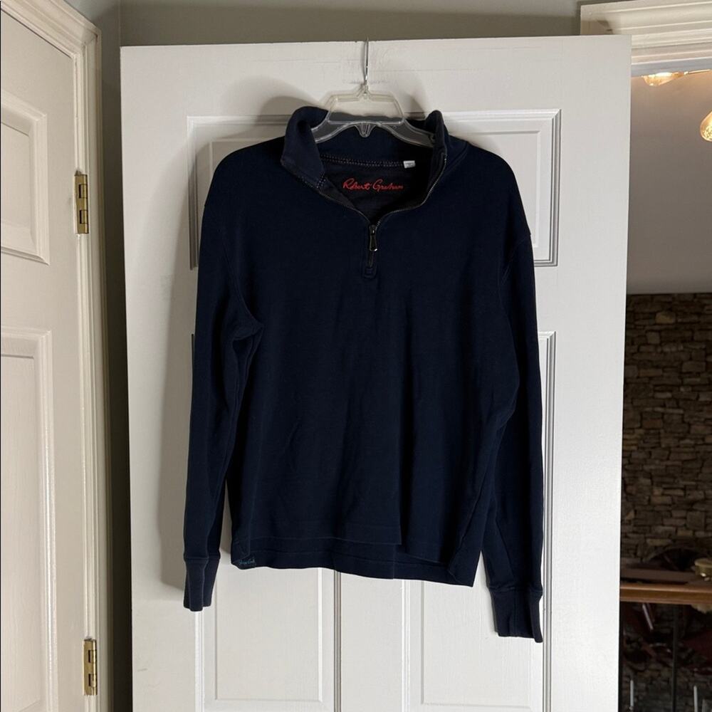 Robert Graham Navy Half-Zip Pullover Sweater. Large